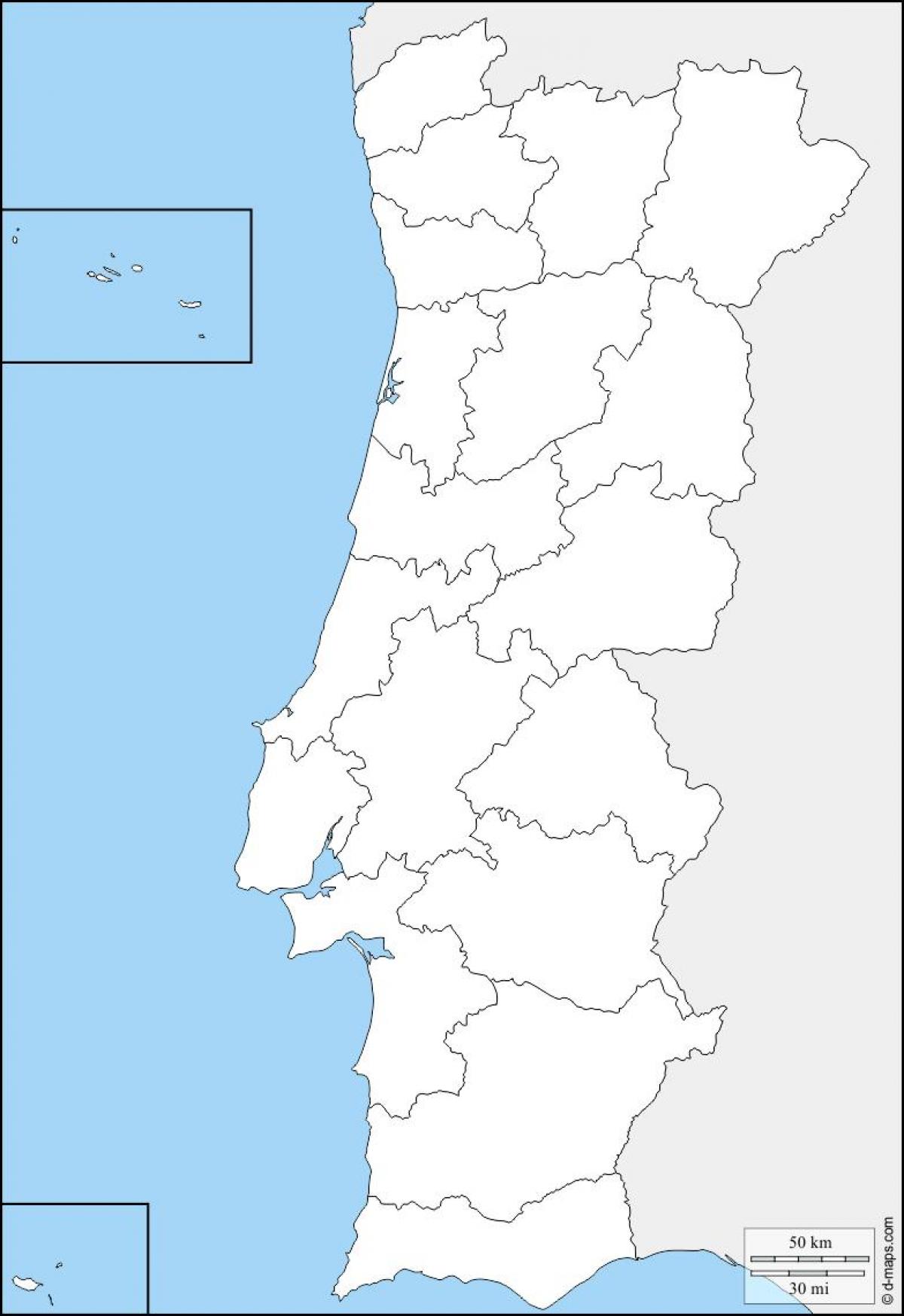 Mapa de Portugal vacío