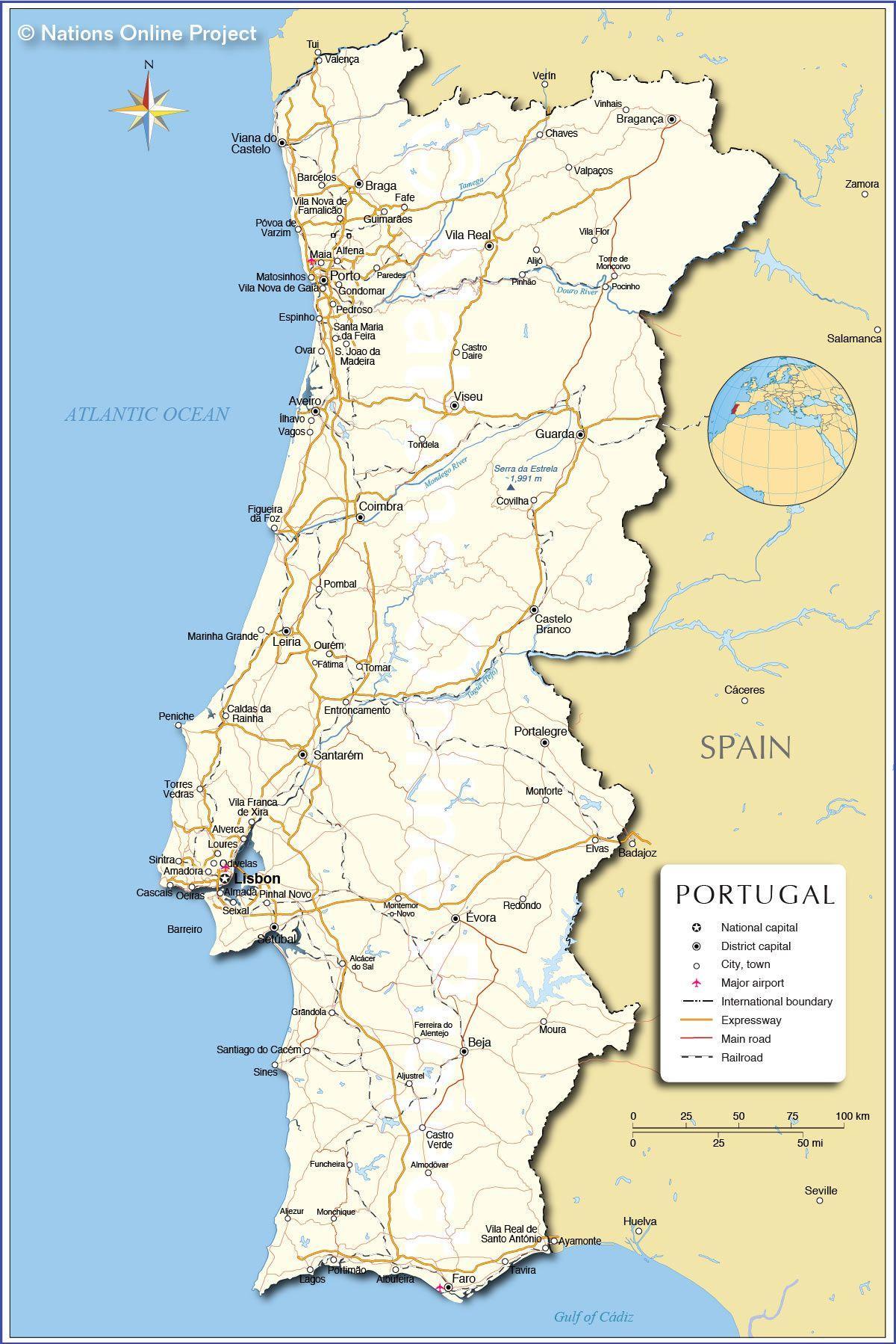 Portugal en un mapa