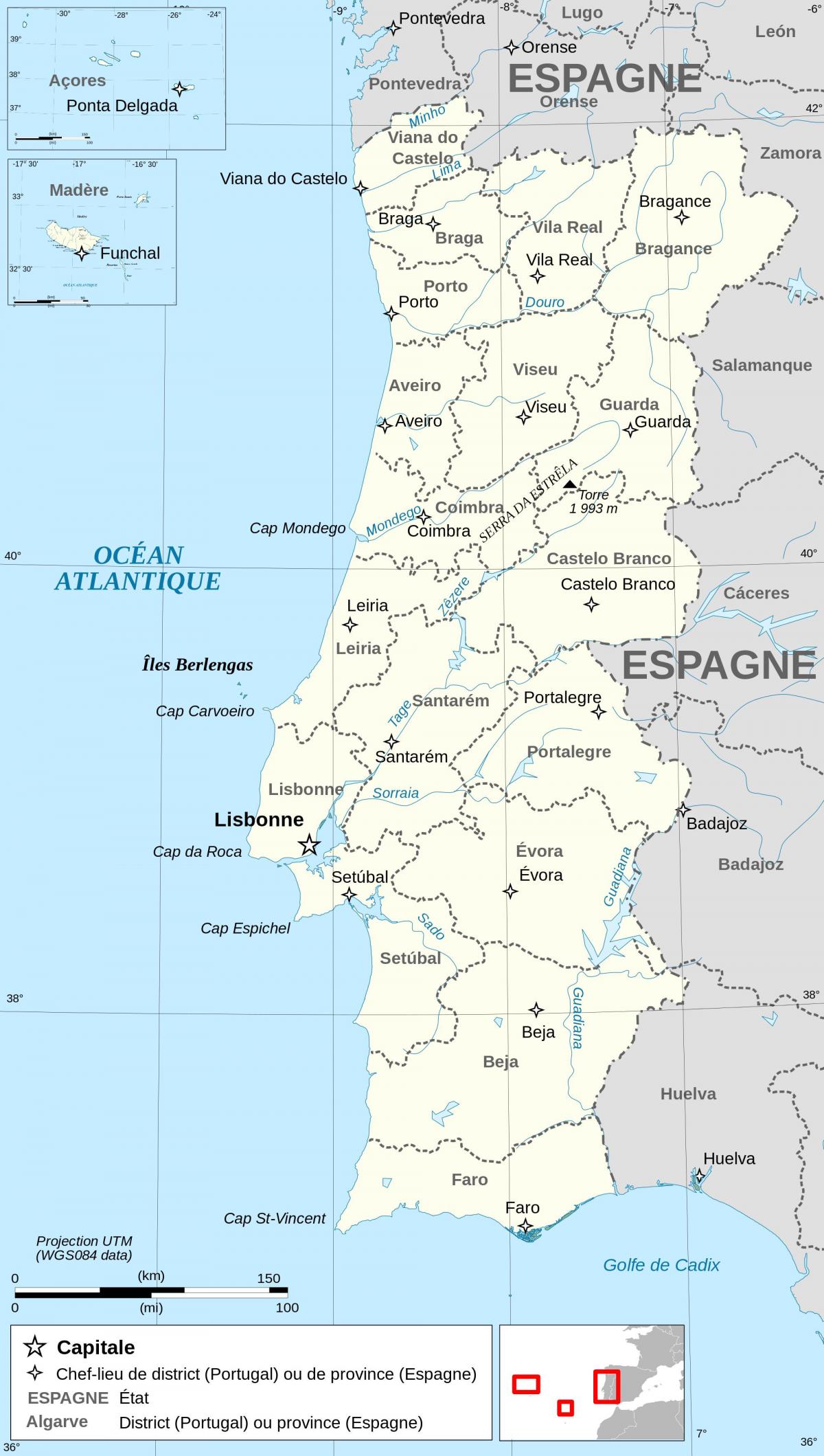 Mapa del país Portugal