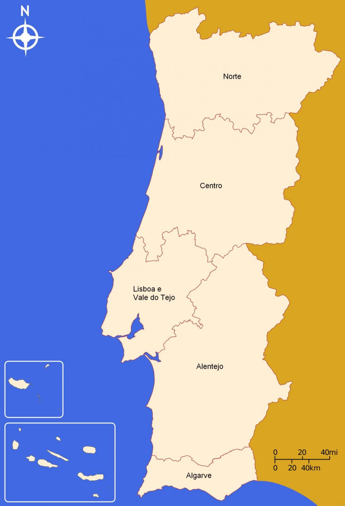 Mapa de áreas de Portugal